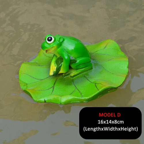 figurine grenouille assise feuille lotus décoration jardin étang résine sculpture animalière colorée décorative