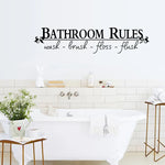 autocollant mural classique règle salle bains lettres blanches fond noir pvc