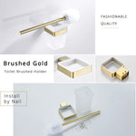 ensemble accessoires salle bain doré nickel moderne porte papier savon porte brosse wc étagerie