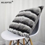 coussin patchwork fourrure lapin gris noir horizontal moderne décoration intérieure lit siège voiture