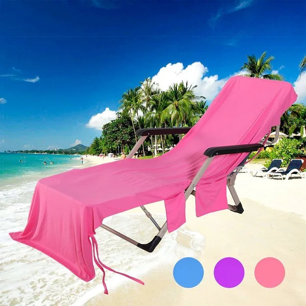 serviette plage polyester bleu violet rose uni décontracté chaise longue sac transport plage vacances
