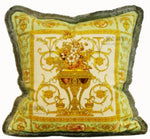 coussin décoratif motif léopard imprimé bordure frangée animalier coton polyester bleu jaune marron