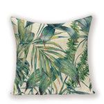 housse coussin carré motif feuilles vertes moderne zip invisible 45cm 45cm
