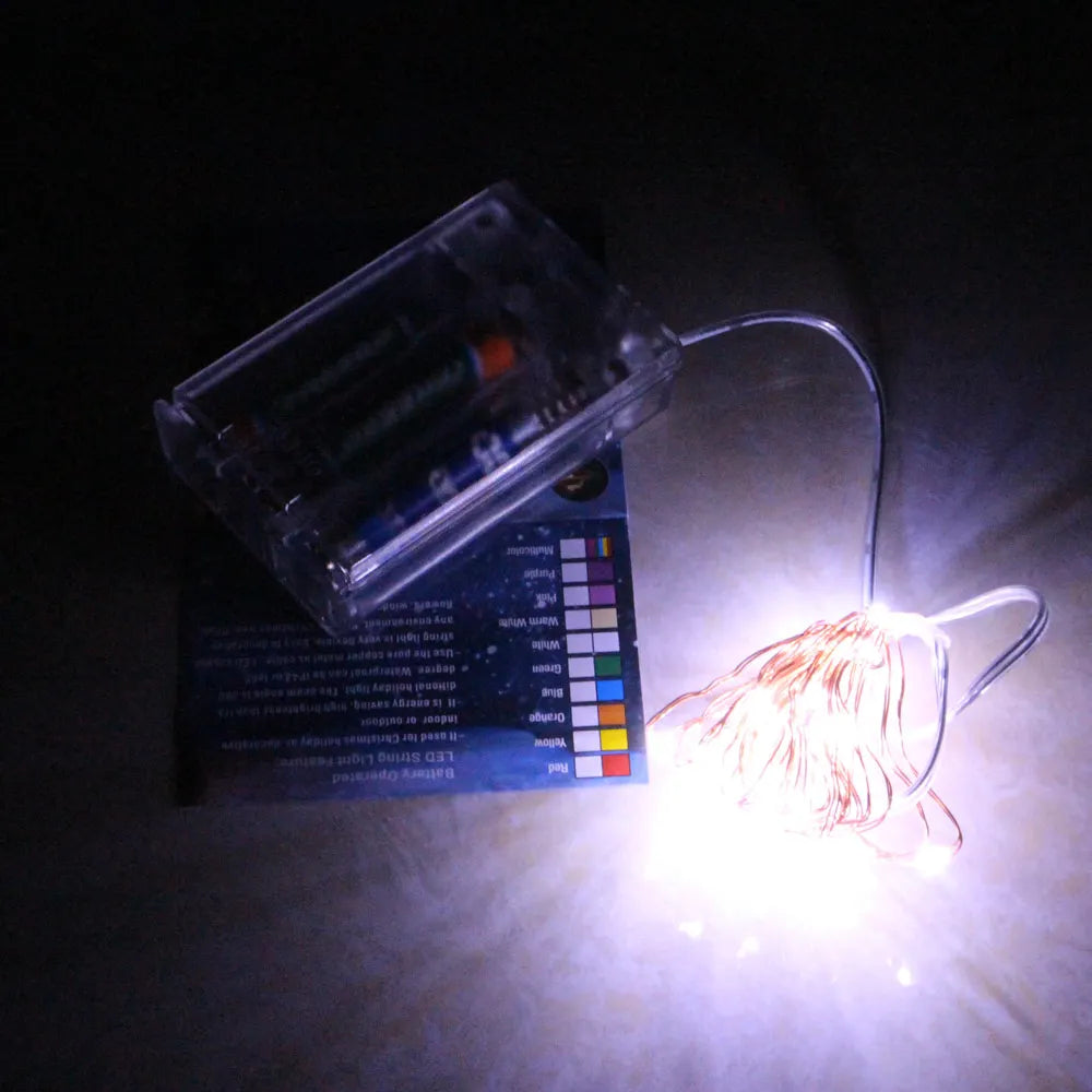 guirlande lumineuse led transparente cuivre 2m 20 ampoules timer noel moderne prática