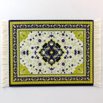 tapis souris caoutchouc anti dérapant ornements floraux rouge jaune bleu noir blanc franges