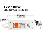 transformateur led 12v 18w 28w 48w 72w 100w blanc bleu moderne câbles vis certification