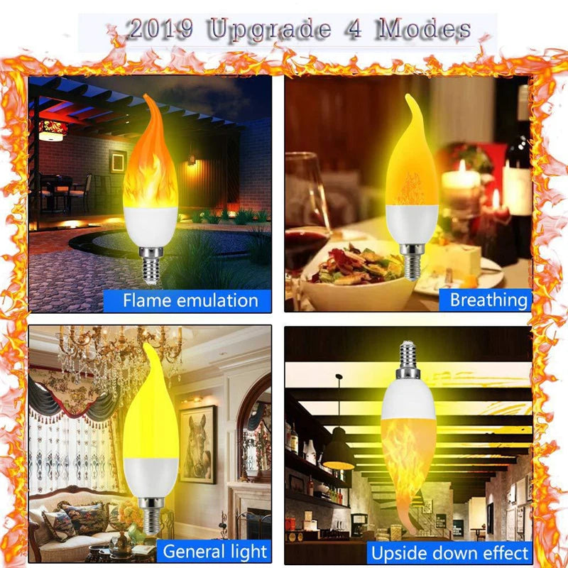 ampoule led effet flamme blanc orange moderne e14 e27 b22 5w modes scintillement décoration