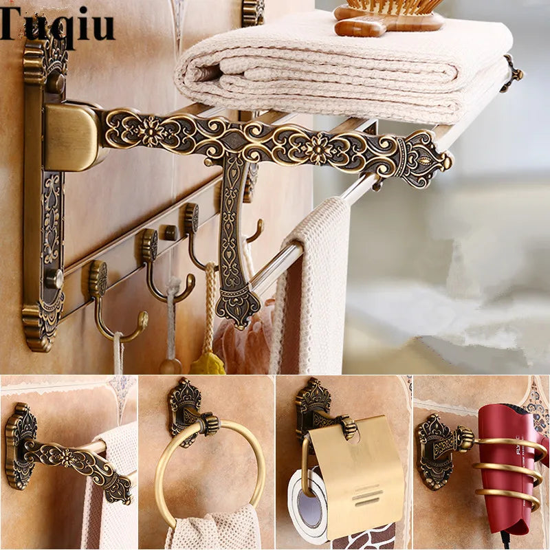 étagère salle bain bronze ornements floraux classique vis fixationsporte savonnette brosses dentaires multifonctionnelle