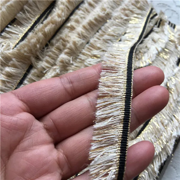 ruban frisé blanc doré noir franges décoration 2cm 3cm largeur coton polyester ecologique
