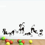 sticker mural silhouettes chats noir moderne décoration intérieure résistant eau 42cm 25cm