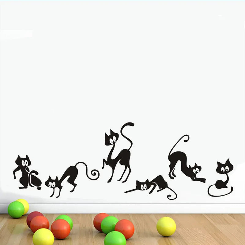 sticker mural silhouettes chats noir moderne décoration intérieure résistant eau 42cm 25cm