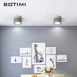 Spot LED moderne bois naturel abat jour métal gris blanc lumière