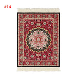 tapis ornements floraux motifs géométriques franges bordures classique rouge bleu violet or blanc