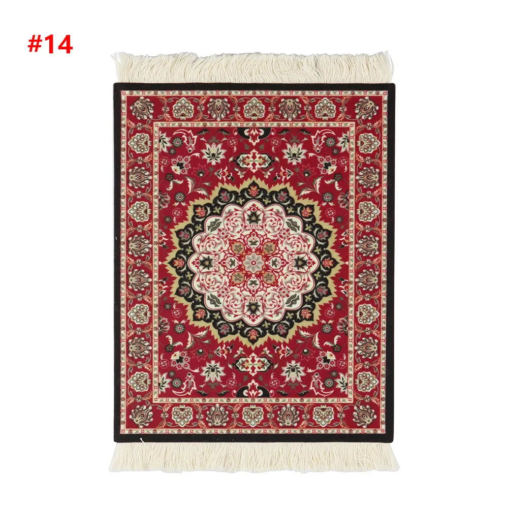 tapis ornements floraux motifs géométriques franges bordures classique rouge bleu violet or blanc