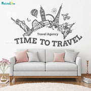 décoration murale stickers voyage monuments globetrotter adhésifs couleurs minimalistes modernes chambre salon