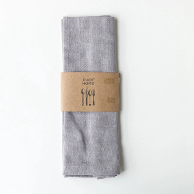 serviettes table coton lin violet bleu marine vert gris beige rouge classique 40x30cm