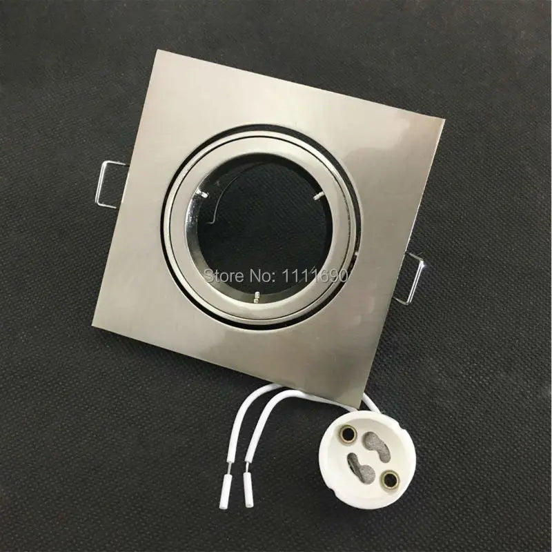 supports encastrés carrés argentés brossés compatible gu10 mr16 réglables moderne