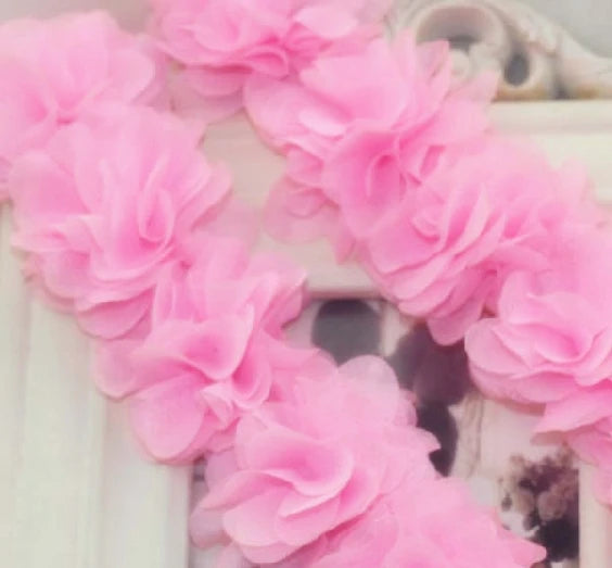 couronne fleurs tissu orange vert rouge clips décoration festive dentelle polyester coton organza
