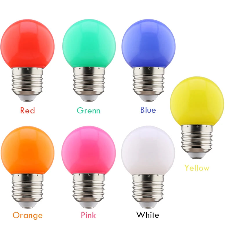 ampoules led couleur rouge vert bleu jaune orange rose blanc opalescent e27 360deg moderne