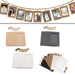 cadres photo papier kraft noir marron blanc suspension pinces bois décoration murrale rustic vintage