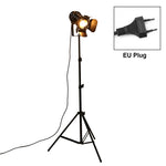 projecteur lumière moderne trépied noir doré réglable hauteur ampoules incandescence éclairage pièce chambre