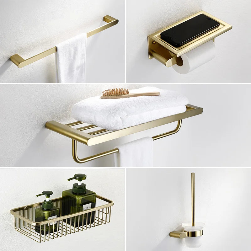 accessoires salle bain doré moderne étagère serviettes porte savon porte goblet porte serviettes téléphone