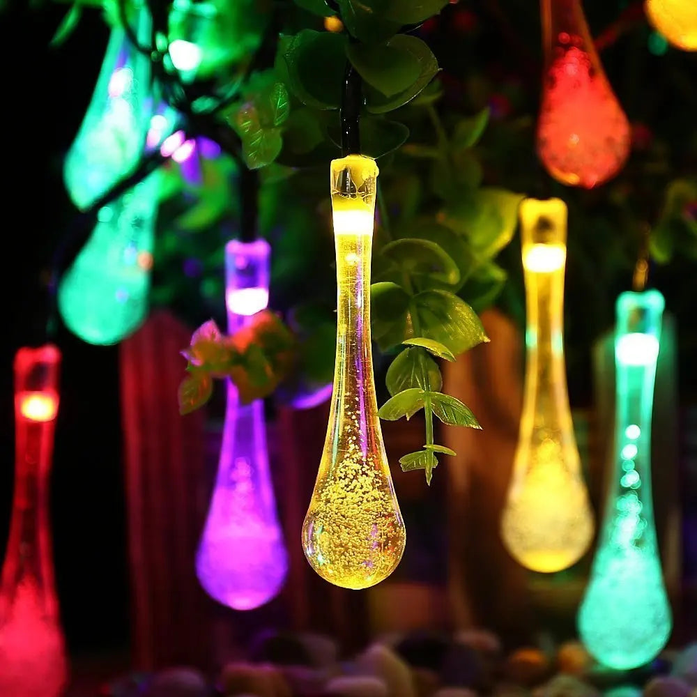 guirlande lumineuse solaire multicolores blanc jaune verte rouge bleue moderne extérieure étanche 5mètres