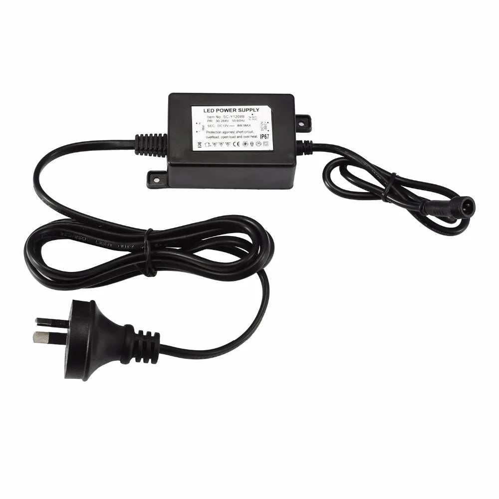 alimentation led 5w 8w 30w ip67 étanche 12v noir multiples prises