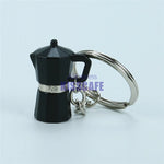 porte clés réaliste métal tampé moulin cafetière italienne théière bouilloire noir marron cuivre argenté