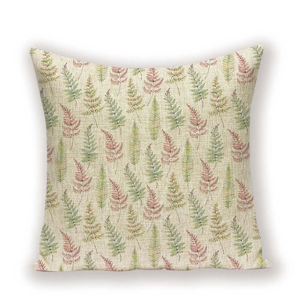 housse coussin carré motif feuilles vertes moderne zip invisible 45cm 45cm