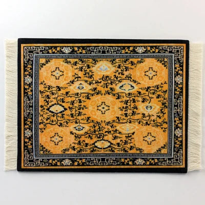 tapis souris caoutchouc anti dérapant ornements floraux rouge jaune bleu noir blanc franges