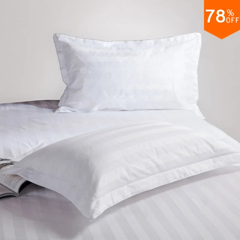 taies d'oreiller 100% coton rayures fines blanc classique maison ensemble literie