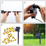 guirlande lumineuse abeilles solaire extérieure moderne ornement vacances orange noire led 10mètres