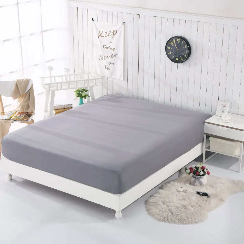 drap housse coton gris argent antimicrobien conducteur lit adulte simple moderne minimaliste
