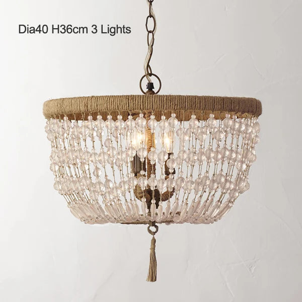 suspension lumineuse vintage cristal blanc doré classique tressé chambre cuisine