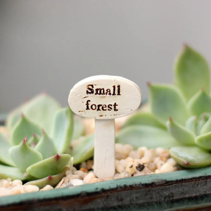 décoration jardin rustique panneau signalisation résine petite forêt potager temps fleurs