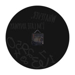 horloge murale moderne abstraite lettres chiffres blancs antique circulaire acrylic noir salon