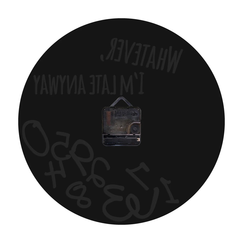 horloge murale moderne abstraite lettres chiffres blancs antique circulaire acrylic noir salon
