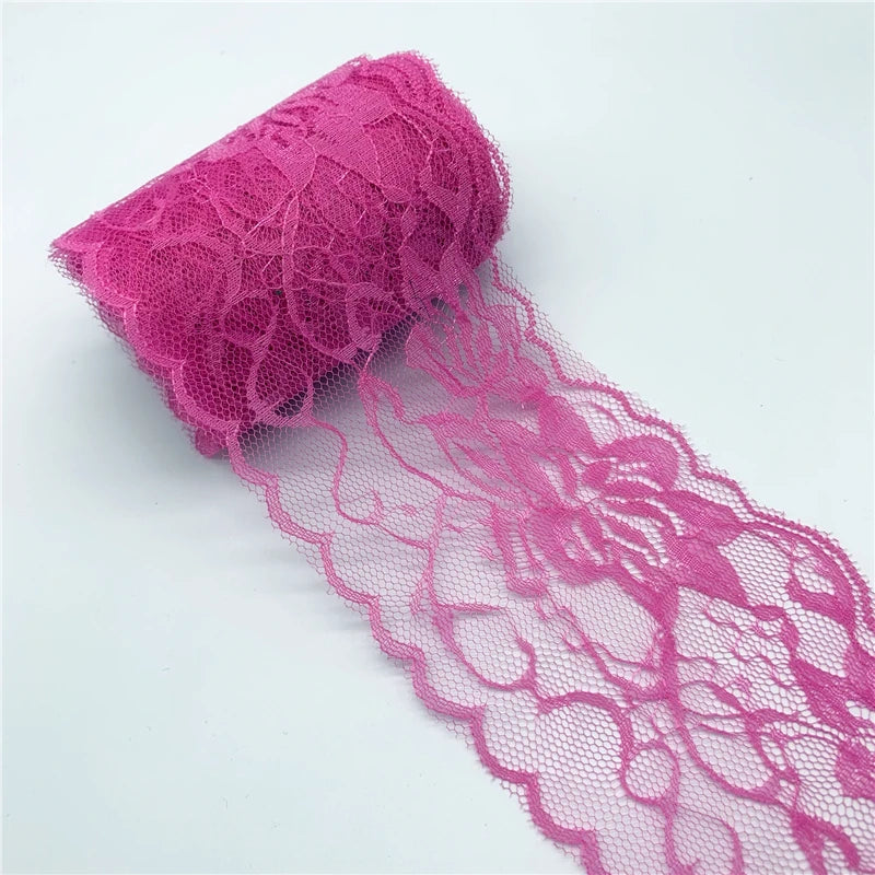 ruban dentelle brodé yards largeur 80mm polyester motifs floraux classique noir rouge vert bleu
