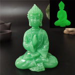 statue bouddha vert clair relief sculpté artisanal traditionnel décoration intérieure glow