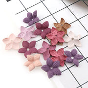 fleurs decoratives artificielles cuir rose violet gris marron bleu foncé vert gris texture ridée