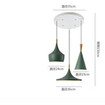lampes suspendues modernes trois abatjours vert jaune rose blanc minimaliste