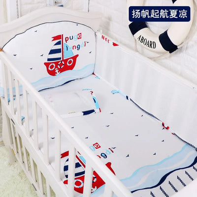 Parure de lit bébé 5 pièces en coton 3D blanc avec motifs dessin animé