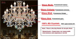 Détail des pendentifs en cristal du lustre avec reflets lumineux