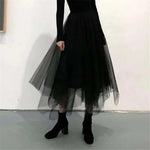 jupe tulle gris plissée fine élégante femme printemps opaques contemporaine mi mollet