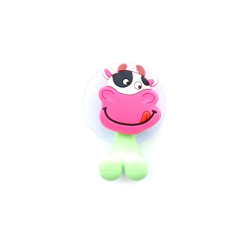 porte brosses dents animaux rose vert blanc jaune suction mur decoratif enfants