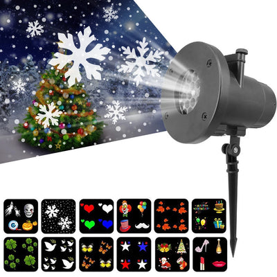 Projecteur laser flocon de neige 12 motifs noël extérieur