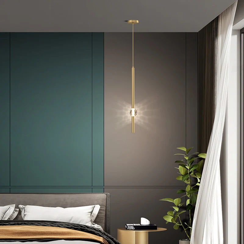 suspension lumineuse moderne or noir cristal led minimaliste contemporain translucent
