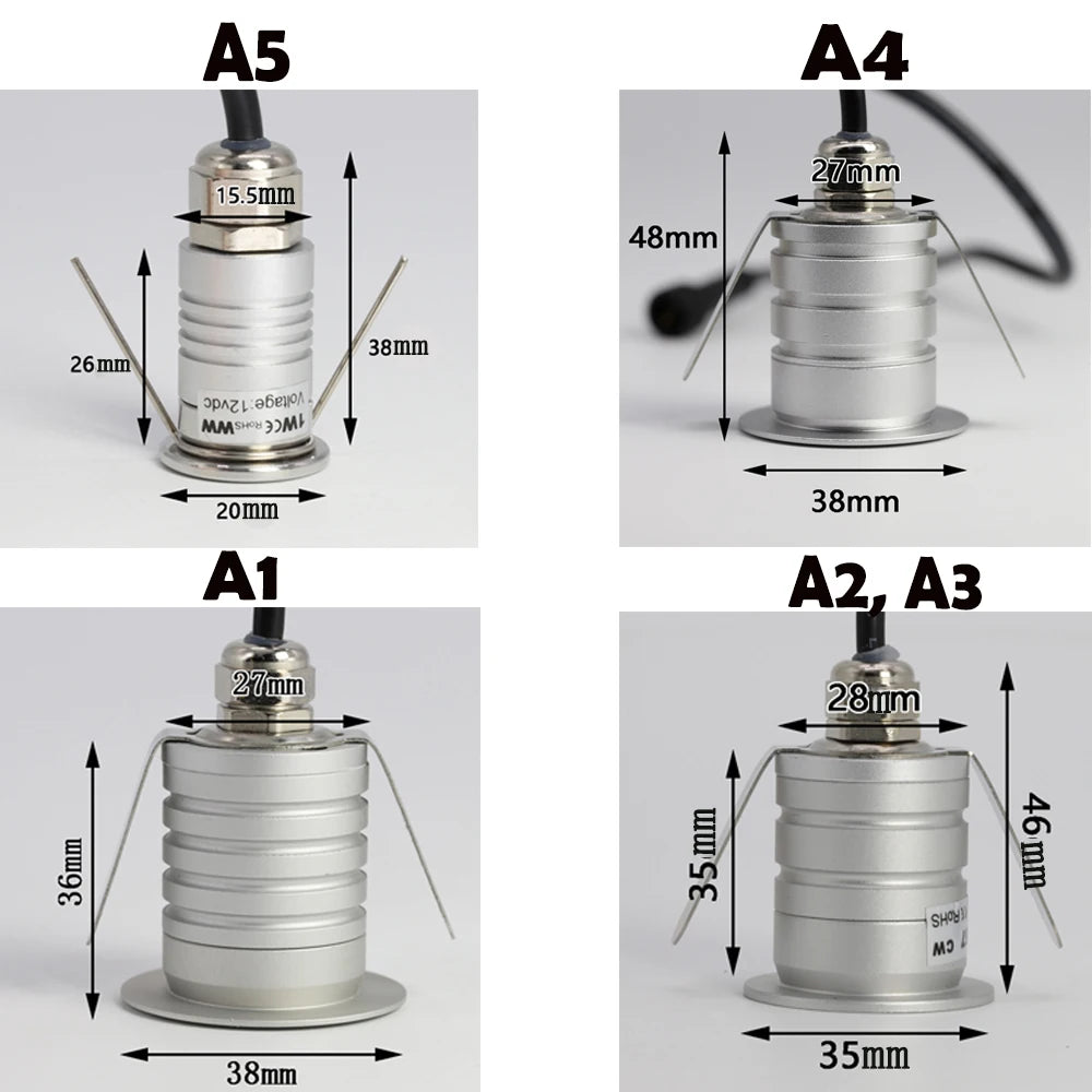 Spot LED moderne argenté résistant l'eau IP67 câble noir 12V LED
