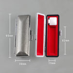 boîte rangement stylos simili cuir clics métalliques classique couleur bleue rouge marron